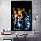 Black Chess Piece Art Framed Art Prints Wall Decor, Framed Picture, Large Picture