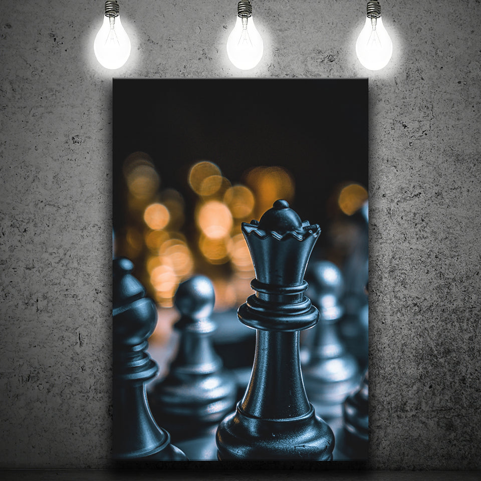 Black Chess Piece Art Canvas Prints Wall Art, Home Living Room Decor, Large Canvas