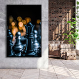 Black Chess Piece Art Framed Canvas Prints Wall Art, Floating Frame, Large Canvas Home Decor