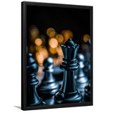 Black Chess Piece Art Framed Art Prints Wall Decor, Framed Picture, Large Picture