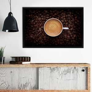 Black Coffee Table Beans Framed Canvas Wall Art - Framed Prints, Canvas Prints, Prints for Sale, Canvas Painting