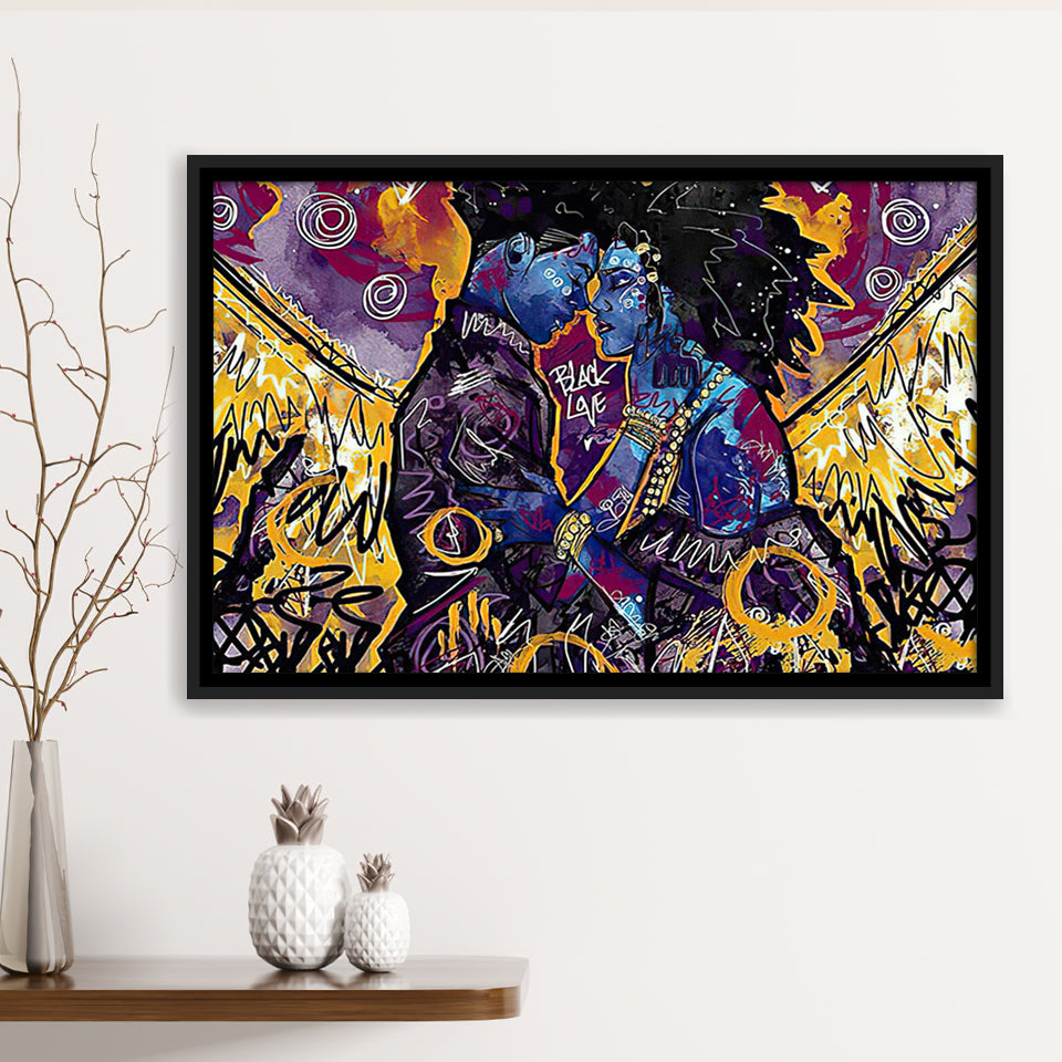 Black Couple Framed Canvas Prints Wall Art - Painting Canvas,Floating Frame, Painting Prints,For Sale