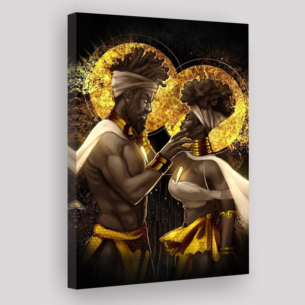 Black Couple King And Queen V5 Canvas Prints Wall Art - Painting Canvas, Wall Decor, Home Decor