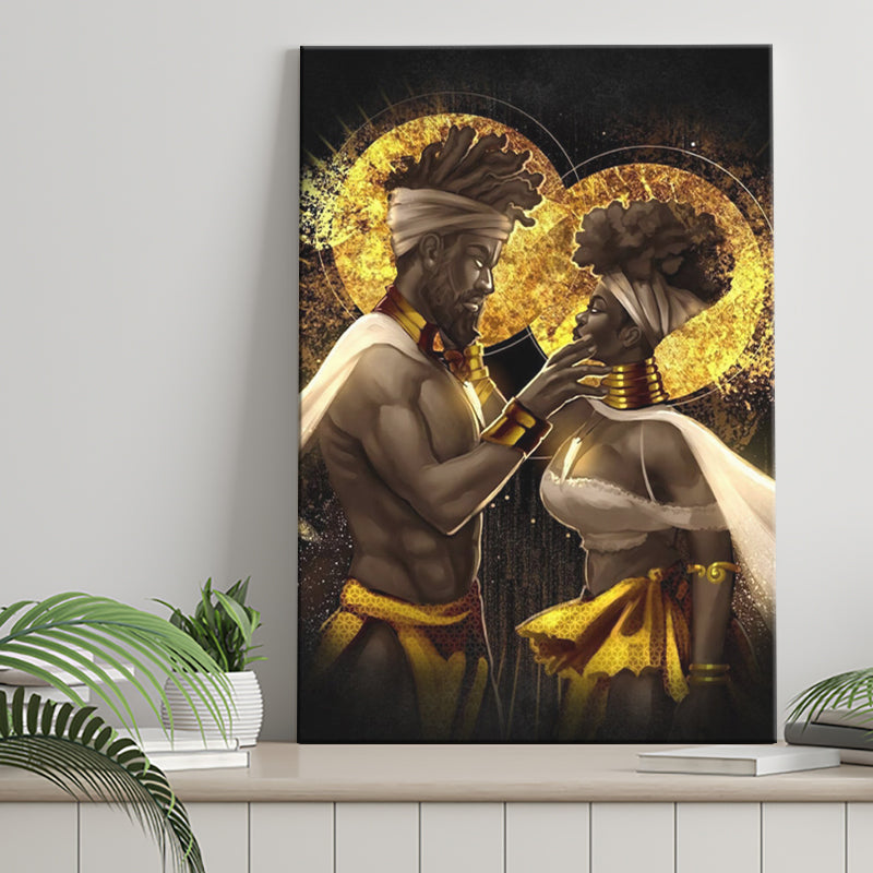 Black Couple King And Queen V5 Canvas Prints Wall Art - Painting Canvas, Wall Decor, Home Decor
