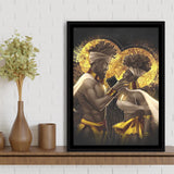 Black Couple King And Queen V5 Framed Canvas Prints Wall Art - Painting Canvas, Framed Picture, Home Art Decor