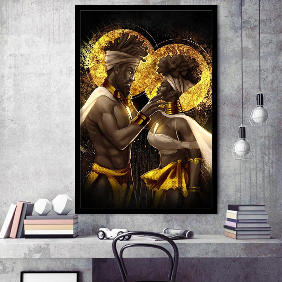Black Couple King And Queen V5 Framed Art Print Wall Decor - Painting Art, Framed Picture, Home Decor