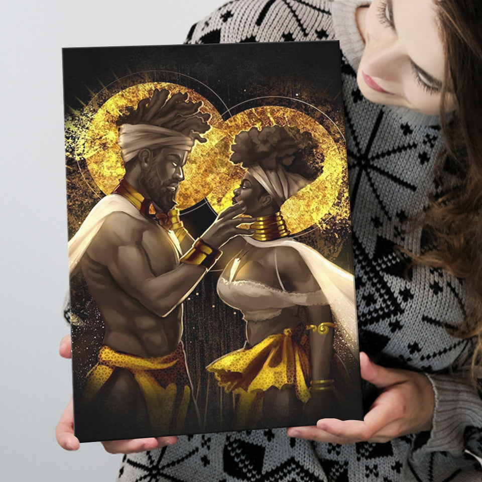 Black Couple King And Queen V5 Canvas Prints Wall Art - Painting Canvas, Wall Decor, Home Decor
