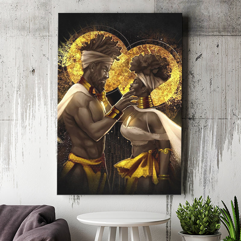 Black Couple King And Queen V5 Canvas Prints Wall Art - Painting Canvas, Wall Decor, Home Decor