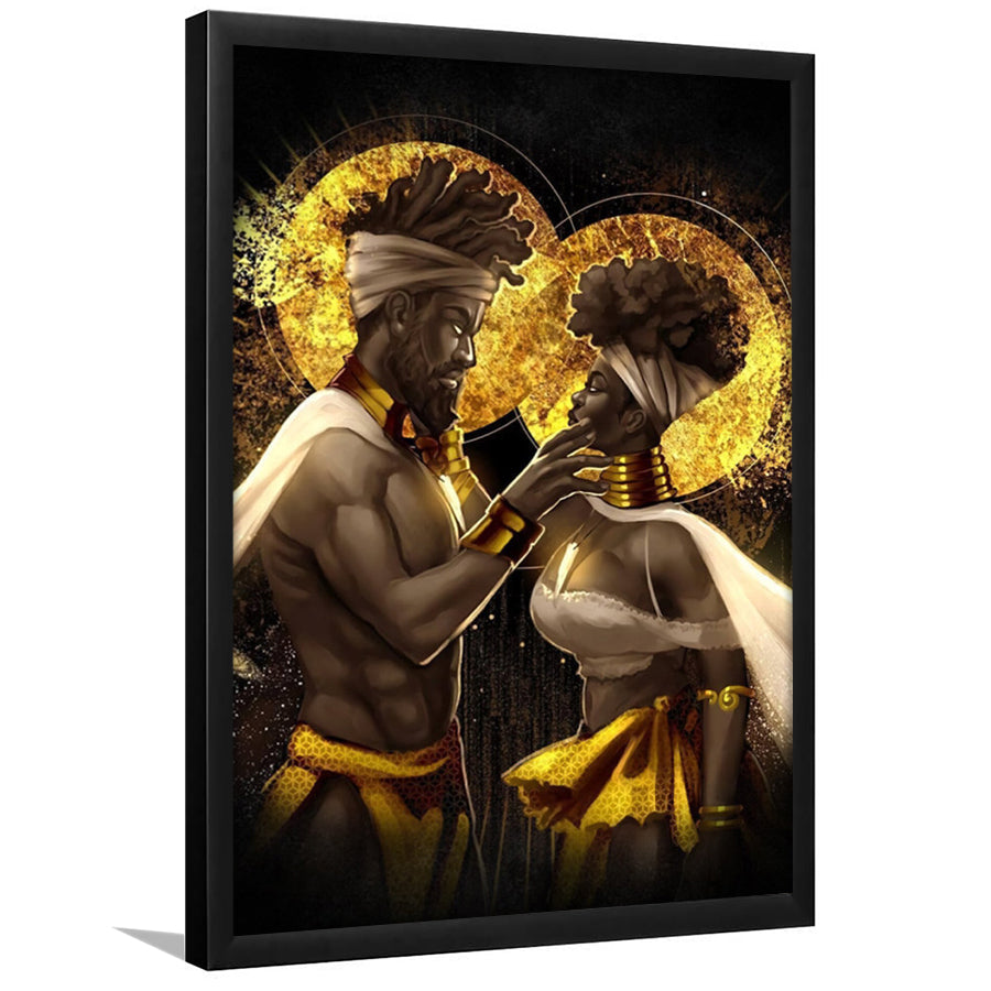 Black Couple King And Queen V5 Framed Art Print Wall Decor photo