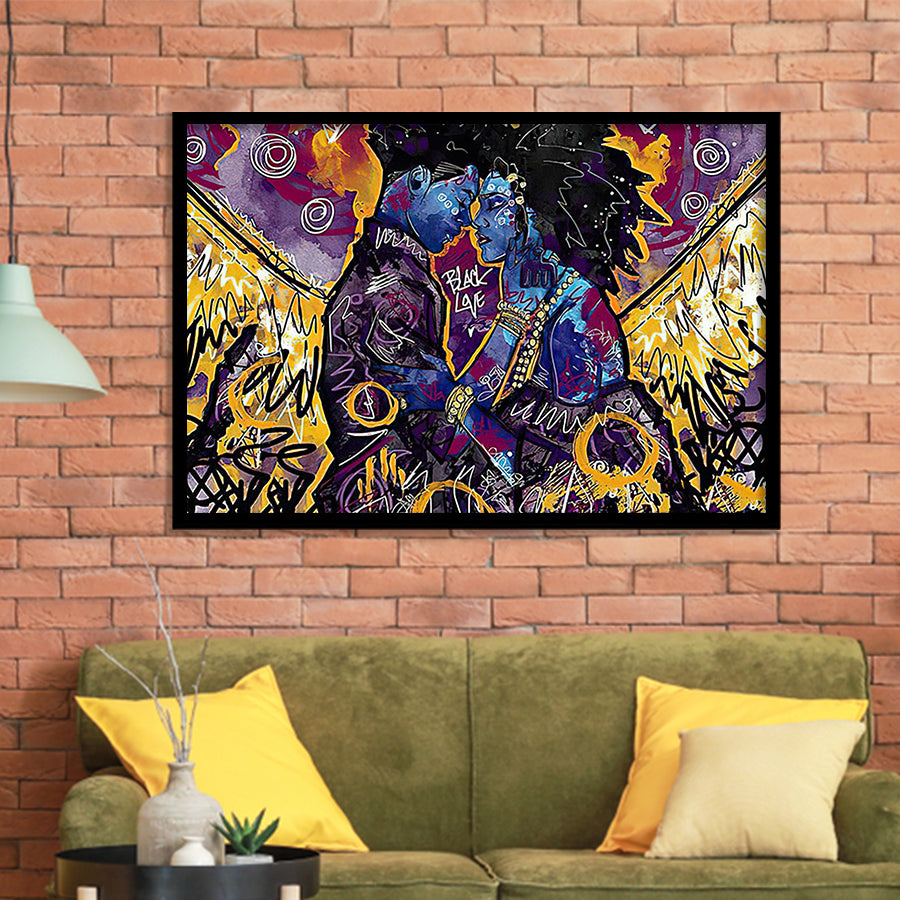 Black Couple Framed Art Prints Wall Decor - Painting Prints,Wall Art, Framed Picture,For Sale