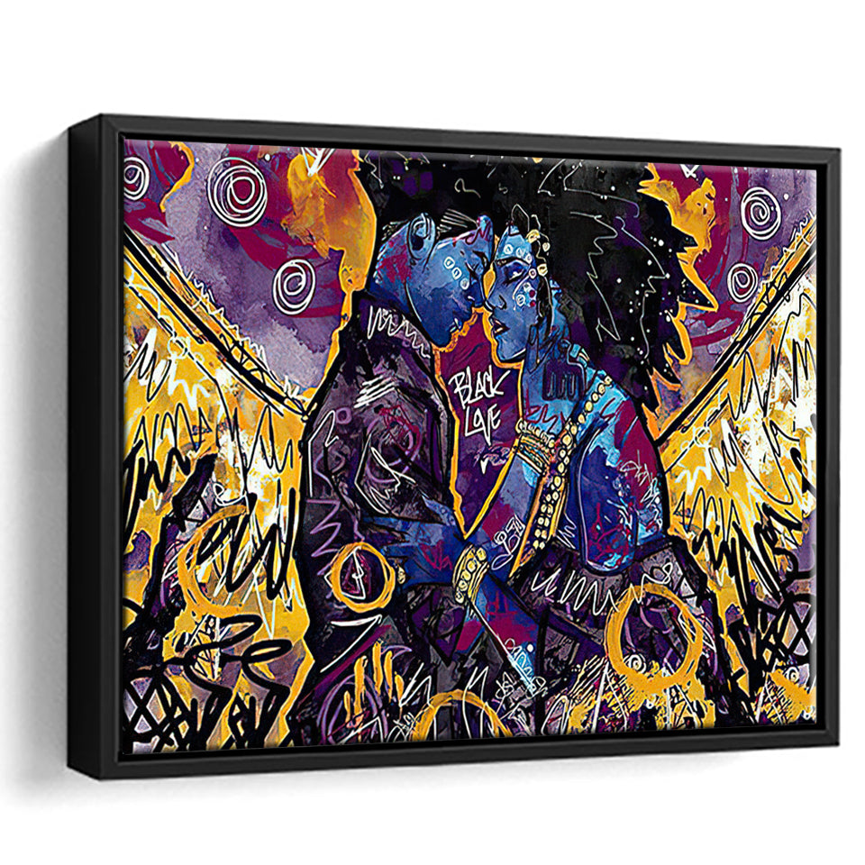 Black Couple Framed Canvas Prints Wall Art - Painting Canvas,Floating Frame, Painting Prints,For Sale