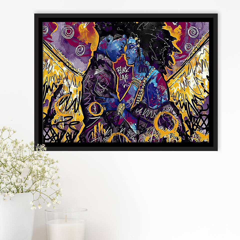 Black Couple Framed Canvas Prints Wall Art - Painting Canvas,Floating Frame, Painting Prints,For Sale