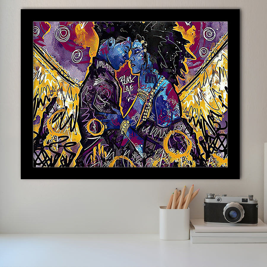 Black Couple Framed Art Prints Wall Decor - Painting Prints,Wall Art, Framed Picture,For Sale