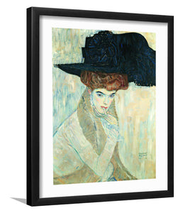 Black Feather Hat By Gustav Klimt-Canvas Art,Art Print,Framed Art,Plexiglass cover