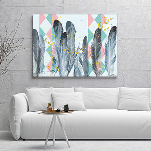 Black Feathers And Abstract Canvas Wall Art - Canvas Prints, Prints for Sale, Canvas Painting, Home Decor