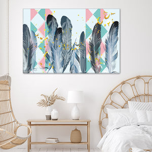 Black Feathers And Abstract Canvas Wall Art - Canvas Prints, Prints for Sale, Canvas Painting, Home Decor