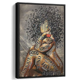 Black Girl Hair Music And Wine Framed Canvas Prints Wall Art - Painting Canvas, Framed Picture, Home Art Decor