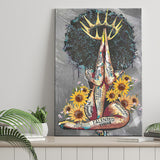Black Queen Sunflower Praying Canvas African Canvas Prints Wall Art - Painting Canvas, Home Wall Decor, Painting Prints, For Sale