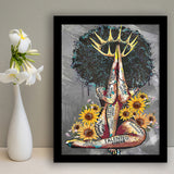 Black Queen Sunflower Praying Canvas African Framed Art Prints Wall Decor - Painting Prints, Wall Art, Framed Picture, For Sale