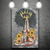 Black Queen Sunflower Praying Canvas African Canvas Prints Wall Art - Painting Canvas, Home Wall Decor, Painting Prints, For Sale