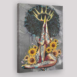 Black Queen Sunflower Praying Canvas African Canvas Prints Wall Art - Painting Canvas, Home Wall Decor, Painting Prints, For Sale