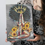 Black Queen Sunflower Praying Canvas African Canvas Prints Wall Art - Painting Canvas, Home Wall Decor, Painting Prints, For Sale