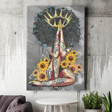 Black Queen Sunflower Praying Canvas African Canvas Prints Wall Art - Painting Canvas, Home Wall Decor, Painting Prints, For Sale