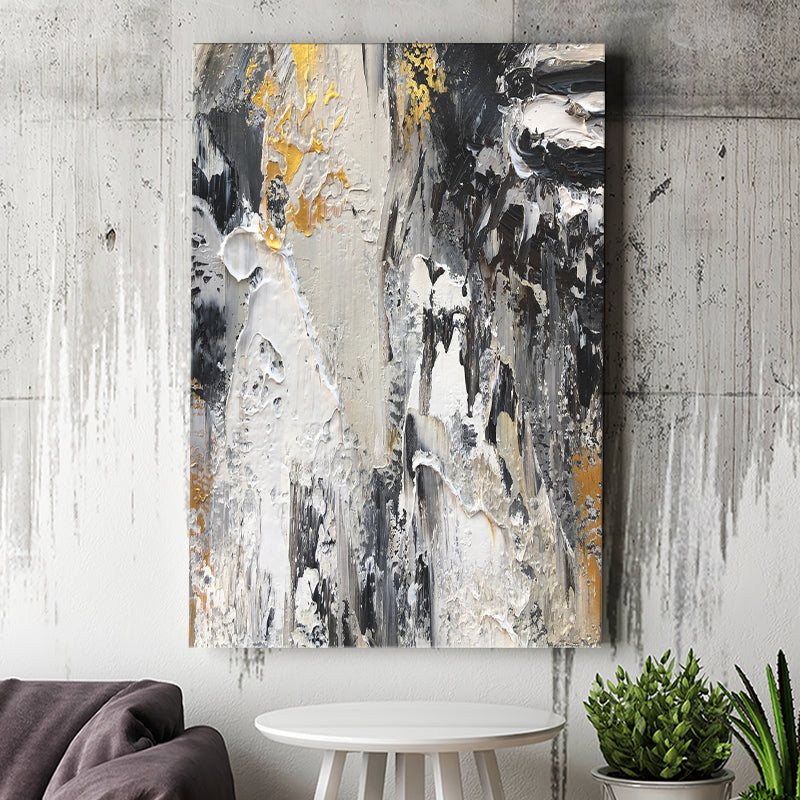 Black Gold White Large Abstract Canvas Prints Wall Art - Painting Canvas, Wall Decor, Home Decor