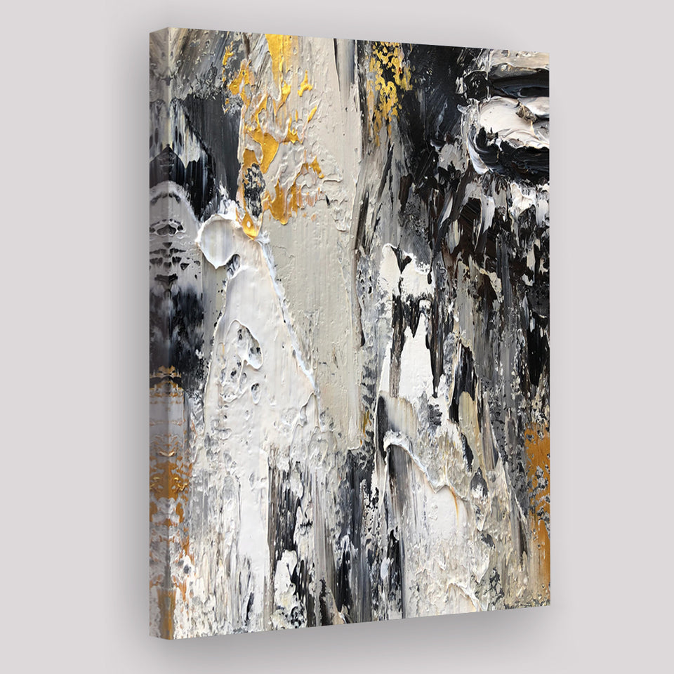 Black Gold White Large Abstract Canvas Prints Wall Art - Painting Canvas, Wall Decor, Home Decor