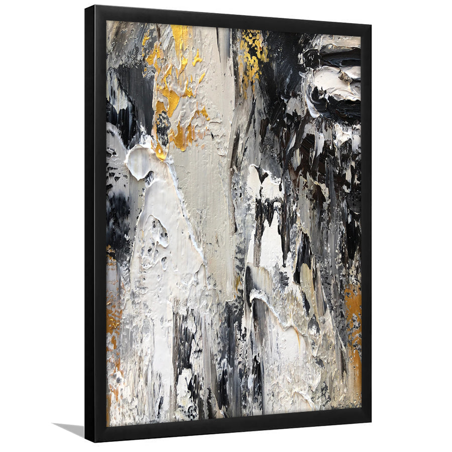 Black Gold White Large Abstract Framed Art Print Wall Decor - Painting Art, Framed Picture, Home Decor