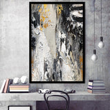 Black Gold White Large Abstract Framed Art Print Wall Decor - Painting Art, Framed Picture, Home Decor