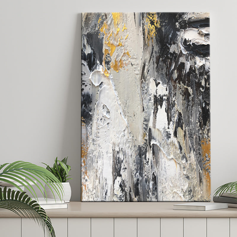 Black Gold White Large Abstract Canvas Prints Wall Art - Painting Canvas, Wall Decor, Home Decor