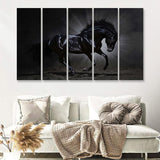 Black Horse Art 5 Piece B Canvas Prints Wall Art Decor - Painting Canvas, Multi Panels