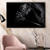 Black Horse Photo Framed Canvas Prints Wall Art Decor, Framed Picture, Floating Frame