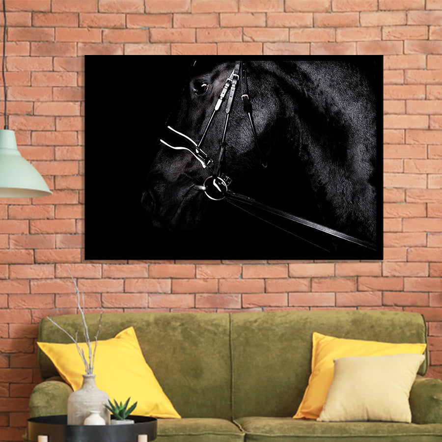 Black Horse Photo Framed Art Prints Wall Art Decor, Framed Picture, Home Decor
