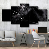 Black Horse Photo 5 Piece Canvas Prints Wall Art Decor, Multi Panels, Mixed Canvas
