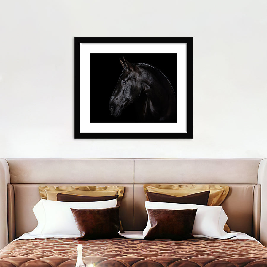 Black Horse Portrait - Art Prints, Framed Prints, Wall Art Prints, Frame Art