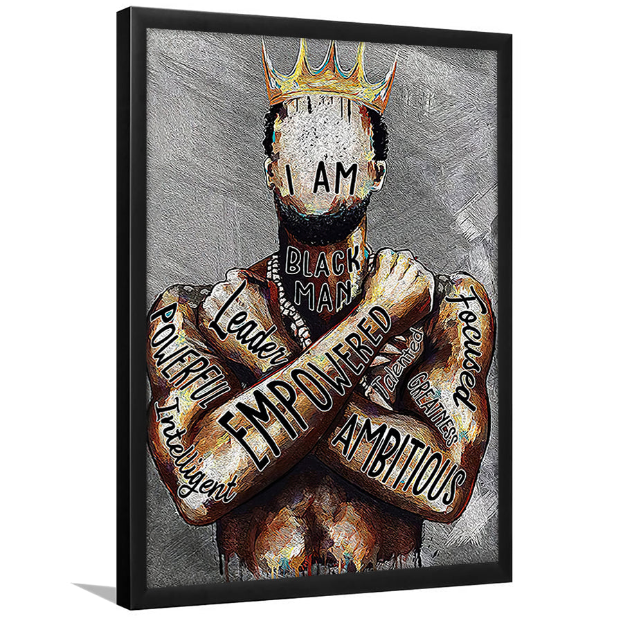 African American Man Poster Black Men I Am Empowered King Painting Framed Art Prints Wall Decor - Painting Prints,Wall Art,Framed Picture