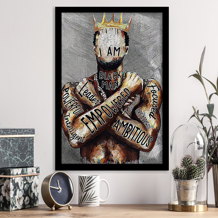 African American Man Poster Black Men I Am Empowered King Painting Framed Art Prints Wall Decor - Painting Prints,Wall Art,Framed Picture