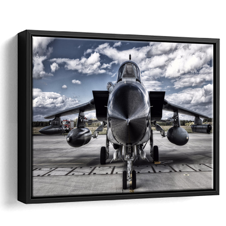 Black Military Airplane Wall Art Framed Canvas Prints Wall Art Decor - Painting Canvas, Black Framed Picture