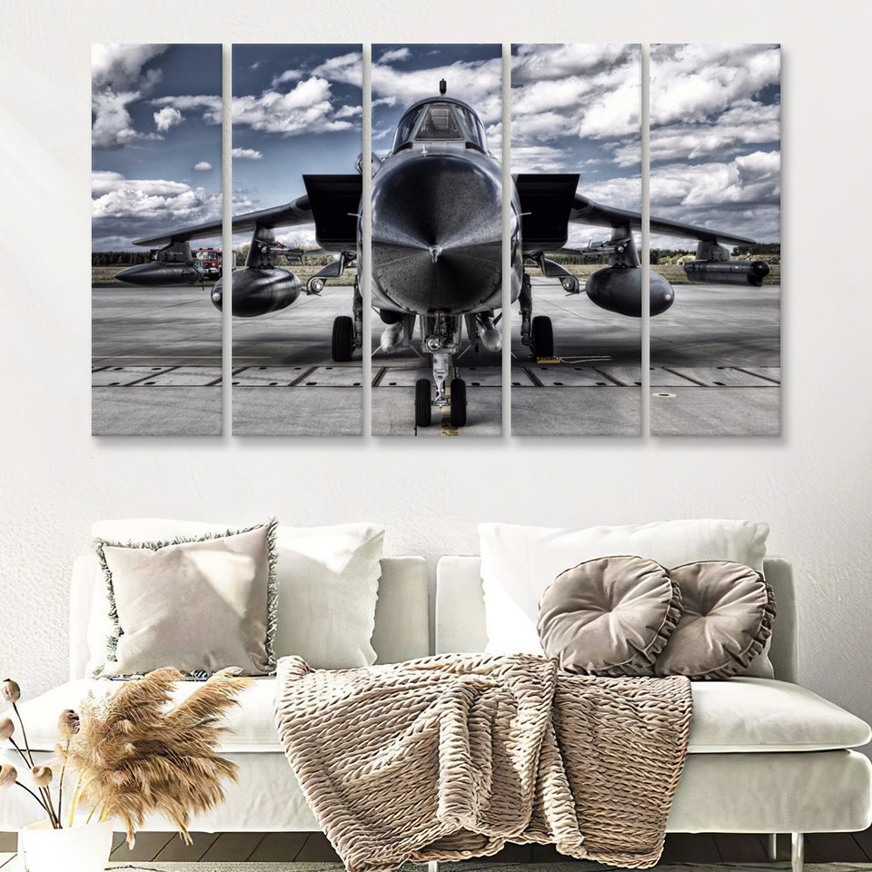 Black Military Airplane Wall Art 5 Piece B Canvas Prints Wall Art Decor - Painting Canvas, Multi Panels