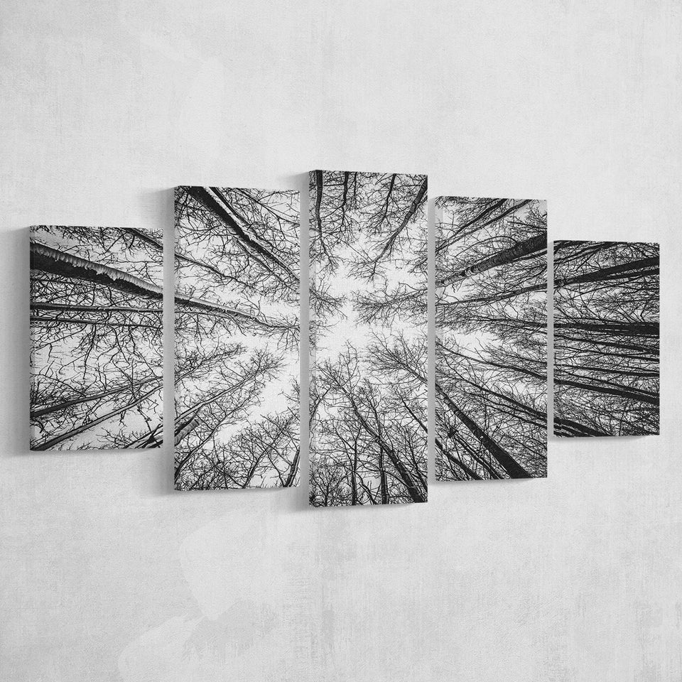 Black Tree Branches 5 Piece Canvas Prints Wall Art Decor, Multi Panels, Mixed Canvas