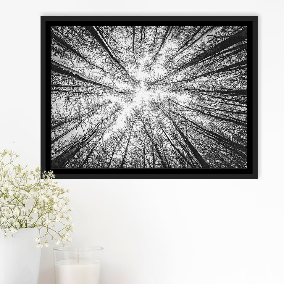 Black Tree Branches Extra Large Three Framed Canvas Prints Wall Art Home Decor - Painting Canvas, Black Frame, Framed Picture