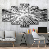 Black Tree Branches 5 Piece Canvas Prints Wall Art Decor, Multi Panels, Mixed Canvas