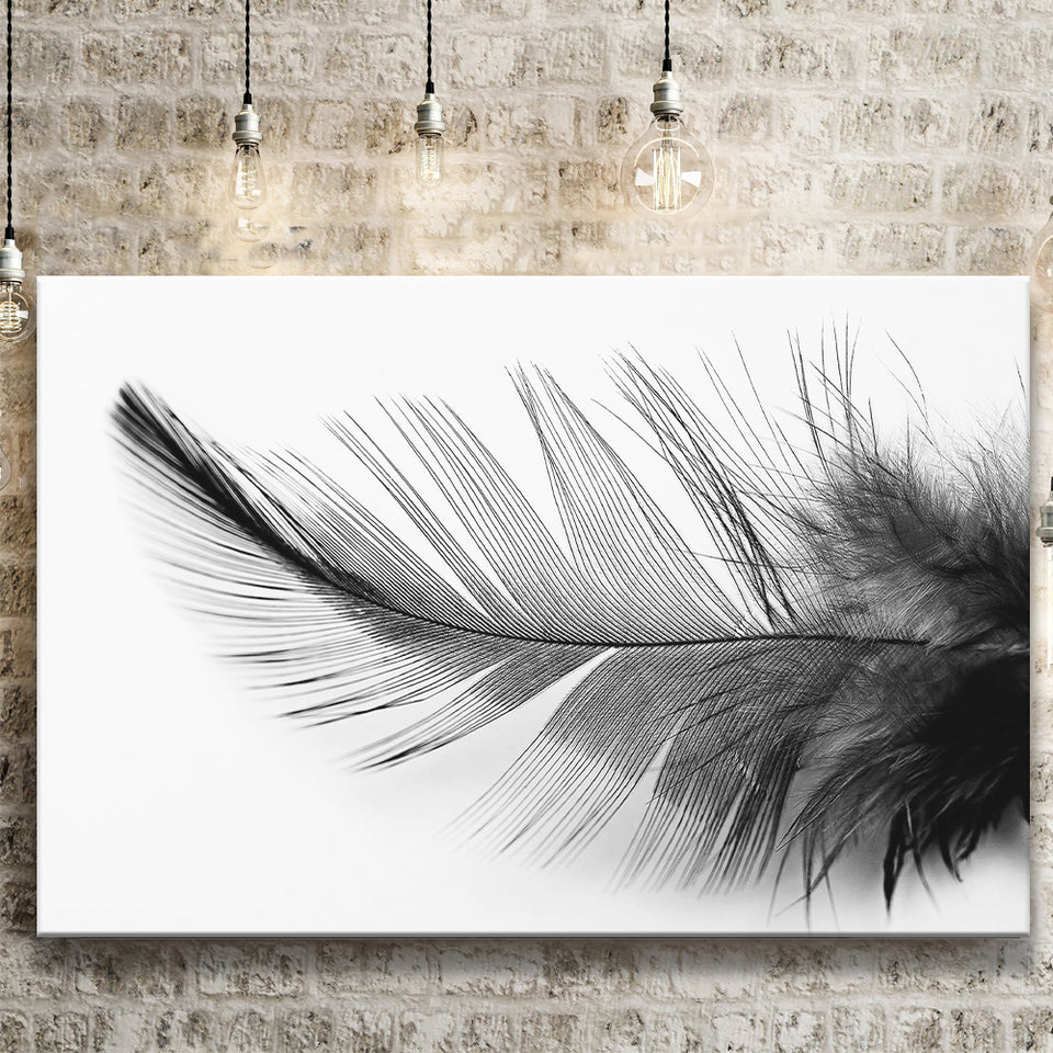 Black White Feather Canvas Prints Wall Art Decor - Painting Canvas,Home Decor, Ready to Hang