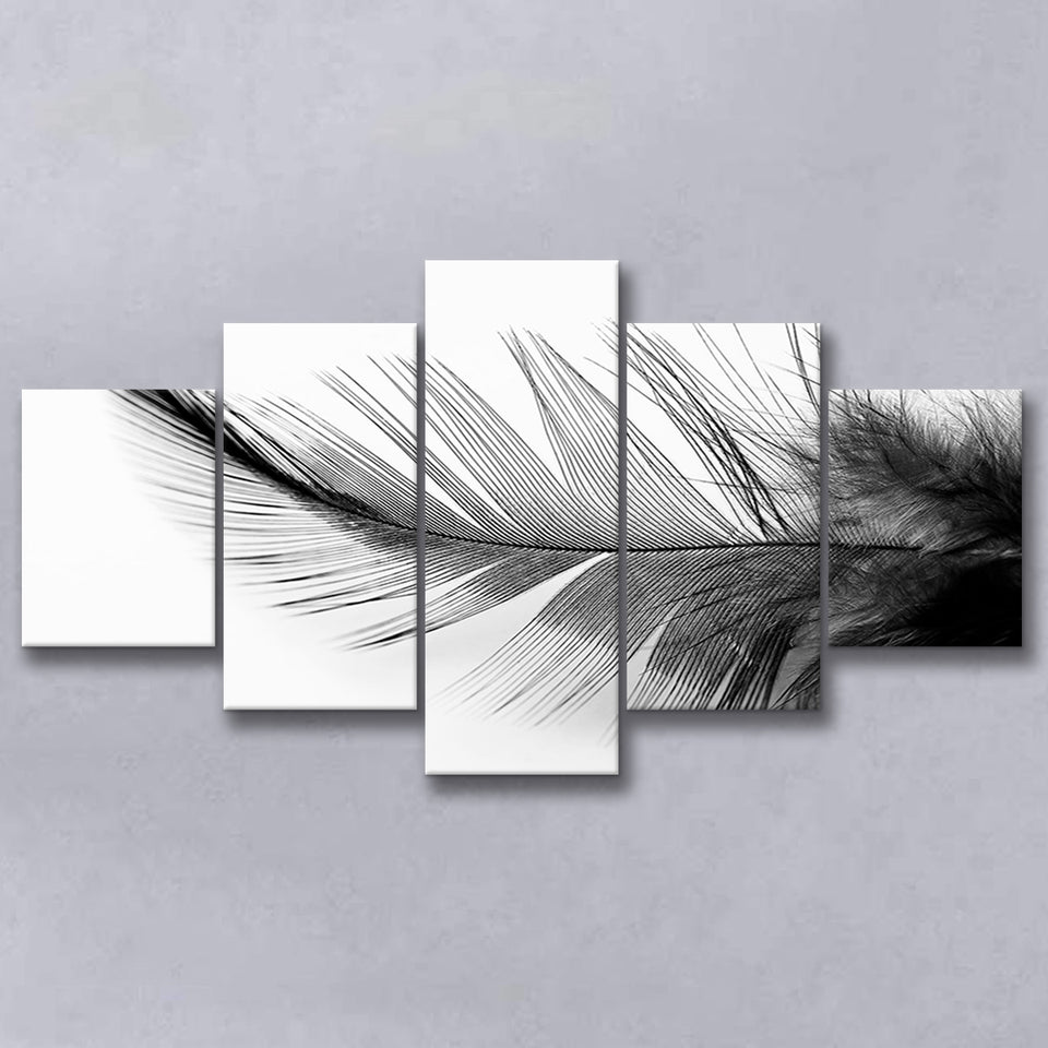 Black White Feather Black And White Feather Large Canvas Prints Multi Panels Wall Art Prints Home Decor