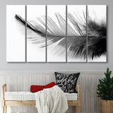 Black White Feather Black And White Feather Extra Large Canvas Prints Multi Panels B Wall Art Prints Home Decor