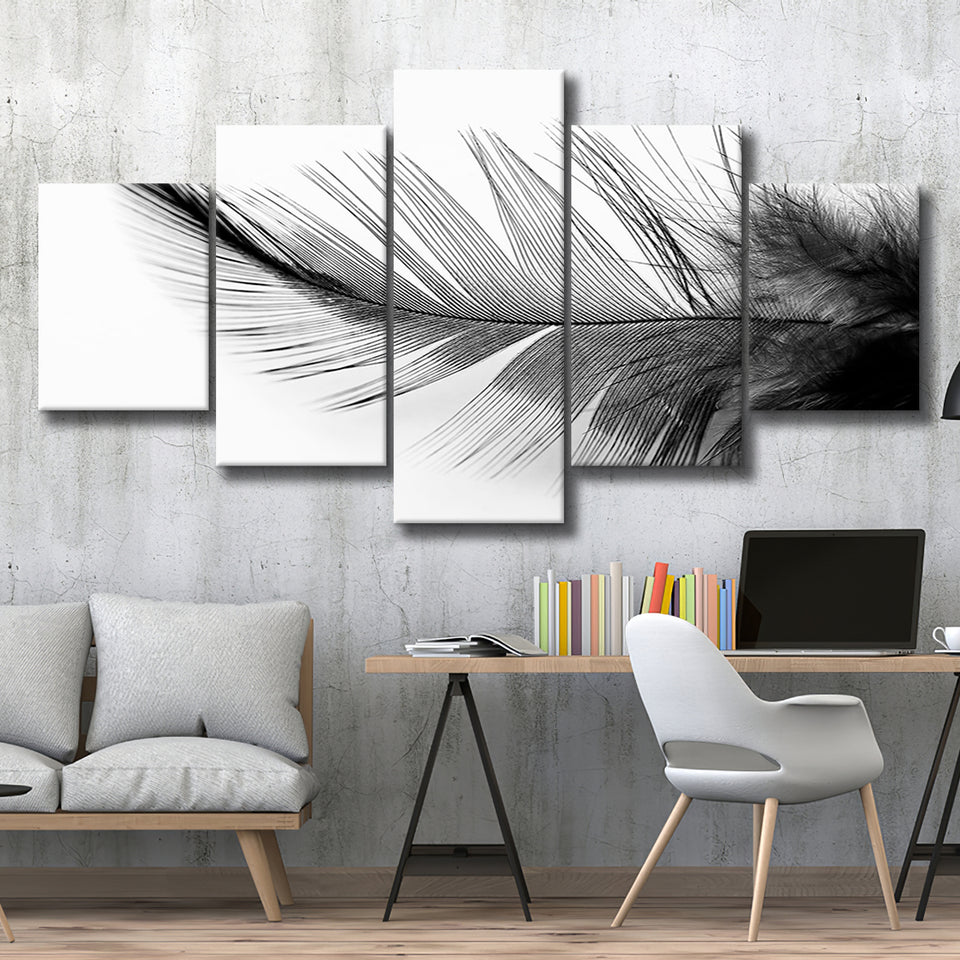 Black White Feather Black And White Feather Large Canvas Prints Multi Panels Wall Art Prints Home Decor