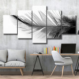 Black White Feather Black And White Feather Large Canvas Prints Multi Panels Wall Art Prints Home Decor