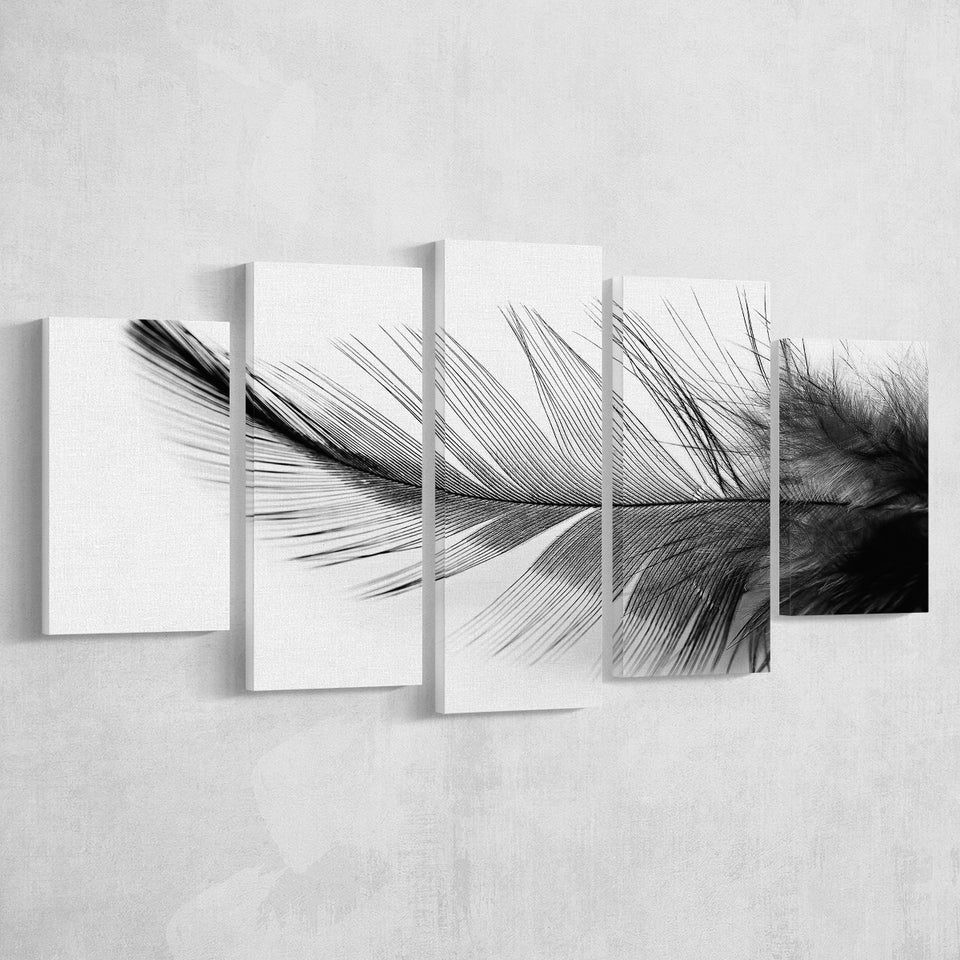 Black White Feather Black And White Feather Large Canvas Prints Multi Panels Wall Art Prints Home Decor